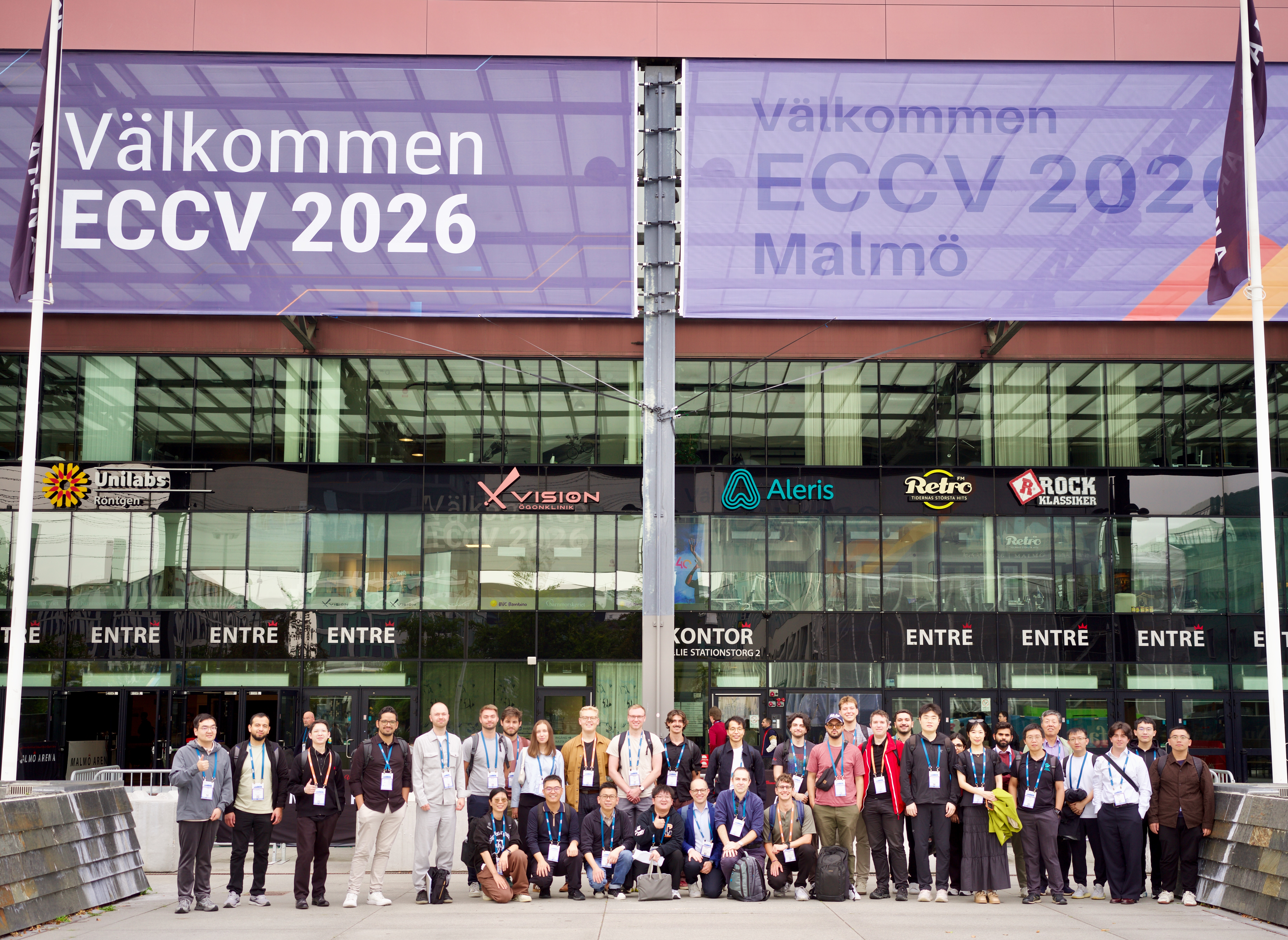 EBMV workshop participants gathered outside the ECCV 2026 venue in Malmo